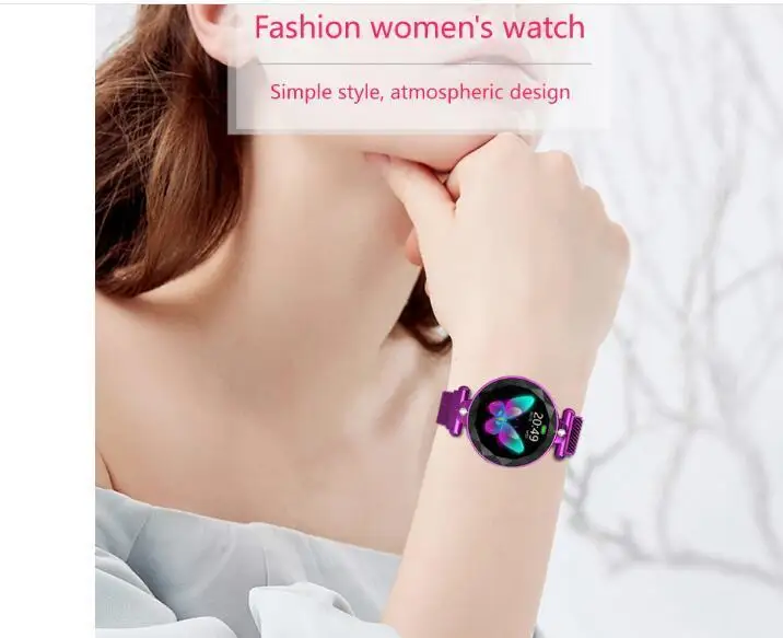 Baratos Reloj inteligente S886 a la moda para mujer, reloj con ritmo cardíaco, rastreador de Fitness, pulsera inteligente Bluetooth impermeable para mujer.