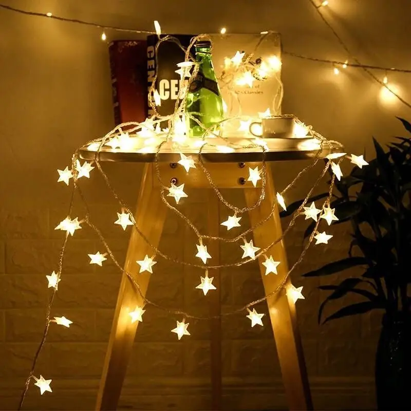 

Star Snowflake Fairy Light String Christmas Garland Christmas Pendant Xmas Ornaments Christmas Decorations New Year Decor Home
