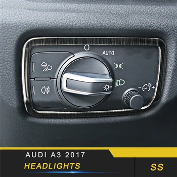 

For Audi A3 2017-2019 Car Front Light Headlight Button Switch Panel Cover Trim Frame Sticker Interior Accessories