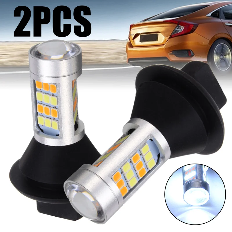 

2pcs 1156 High Power Dual Color Switchback LED Bulb P21W S25 BA15S 2835 42LED Daytime Running Turn Signal Lamp with Decoders