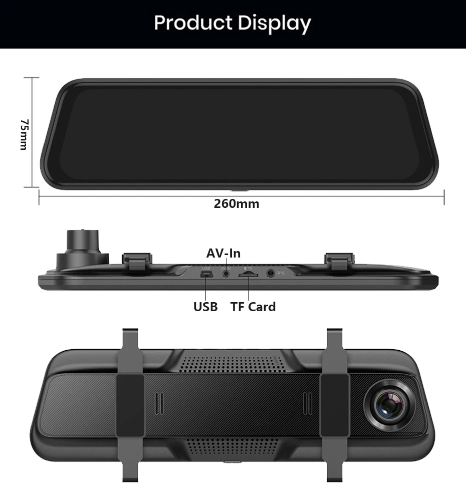 QUIDUX, 10 дюймов, ips, сенсорный экран, Автомобильное зеркало заднего вида, тире, камера, зеркало, Автомобильный видеорегистратор, двойной