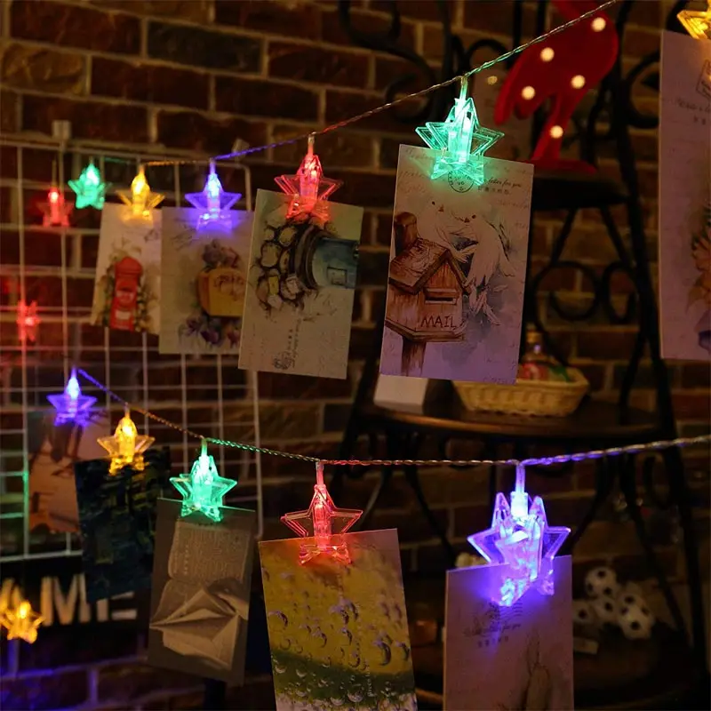 BRELONG LED Star Clip Light Photo Photo Wall Light String Small Lantern Room Decoration Birthday Christmas Decoration Light