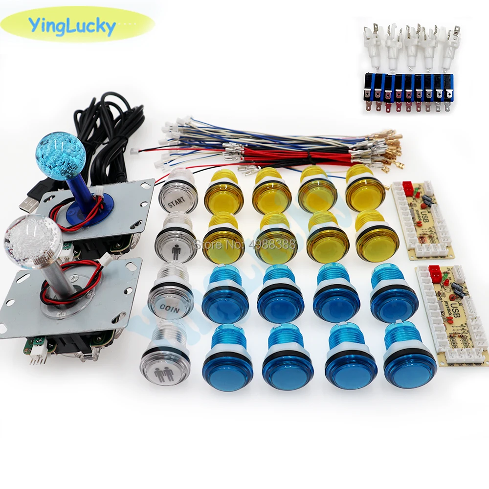 LED 5V sanwa 조이스틱 LED 버튼 2 및 USB 플레이어가 포함된 DIY 조이스틱 키트 인코더가 ps pc 라즈베리를 보내는 지연 시간 없음