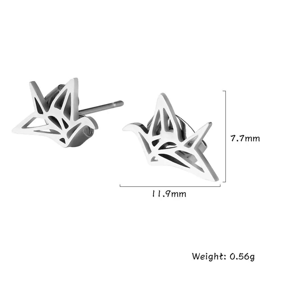 Paper crane Eueavan, 10 пар/лот, милые бумажные серьги-гвоздики в виде лисы, серьги из нержавеющей стали, минималистичные корейские серьги для женщин и девушек, модные ювелирные изделия - Окраска металла: Paper crane