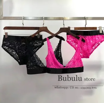 

luxury designer two piece outfits for women btanded Fashion Sexy sheer Lace Strap Strapless Bra top + short pants 2 peice Set