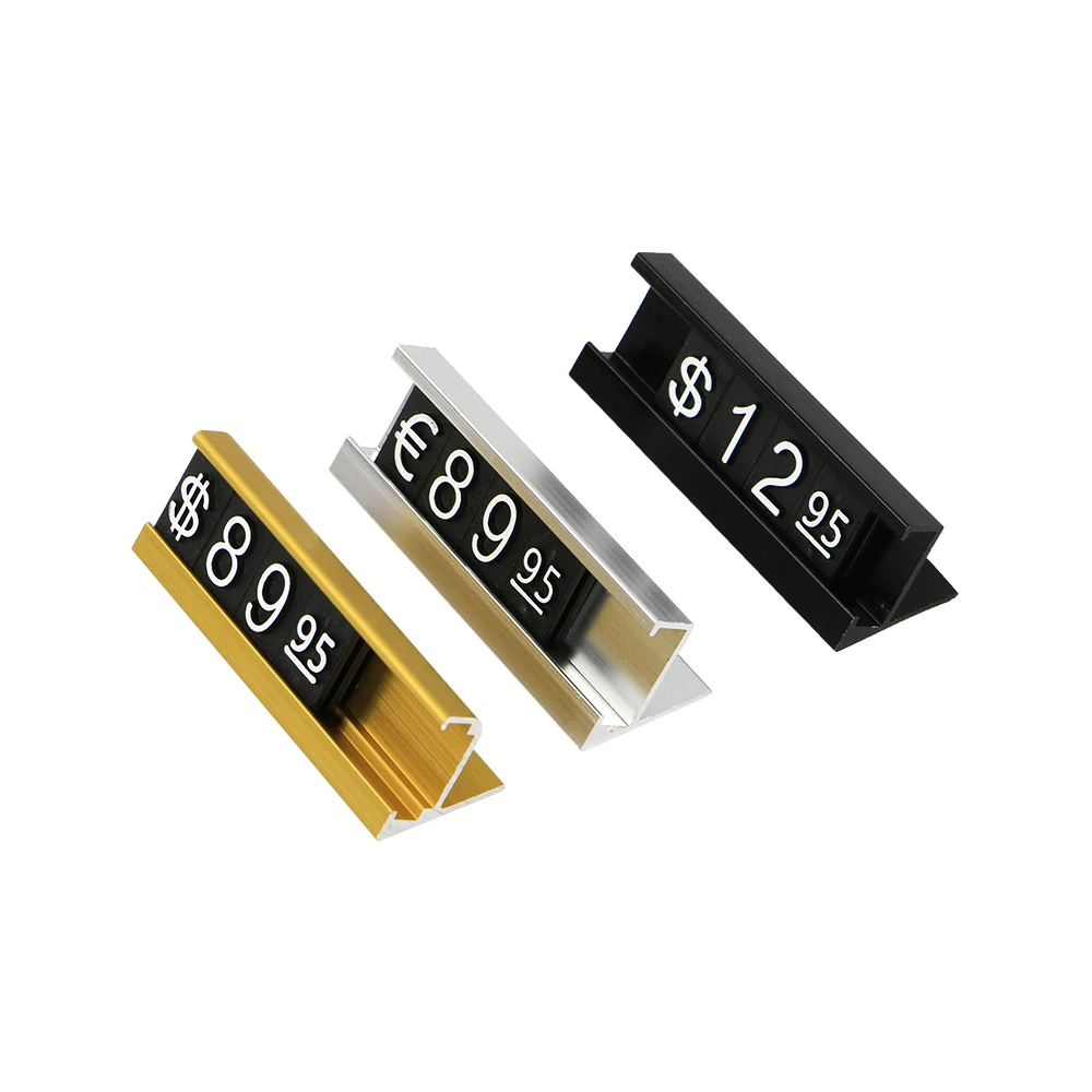 

Adjustable Number Letter Metal Base Counter Shelf Top Price Talker Display Ground Arabic Jewelry Number Combined Price Tag Cubes