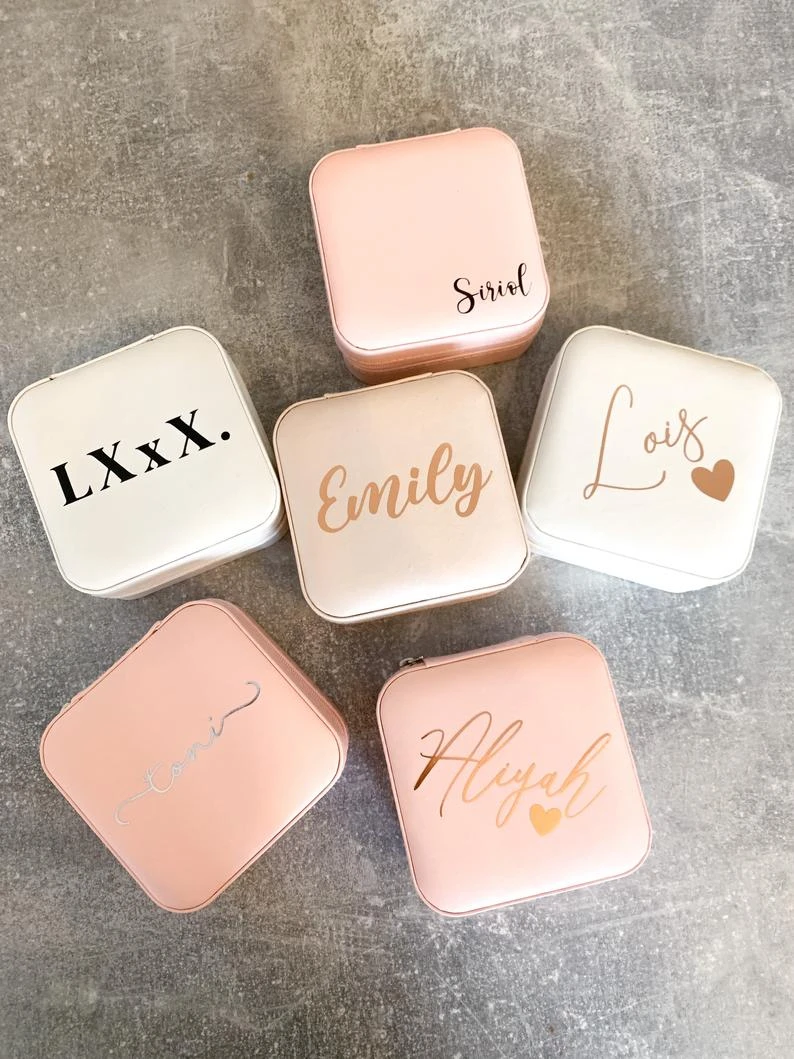 Hermoso joyero personalizado con iniciales, estuche de viaje a medida para joyas y accesorios, regalo de viaje para ella|Envase exposición joyería| - AliExpress