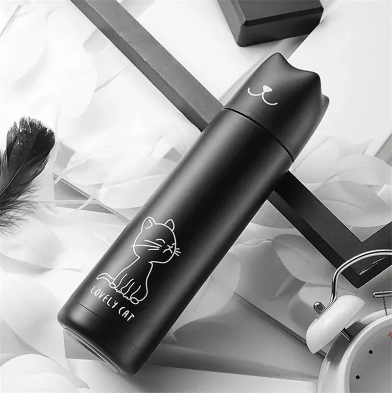 500ml Cute Cat Thermos Cup VacuumThermal Mug Flasks Thermos Lovers Thermos Stainless Steel Coffee Bottle Drink Travel Bottle 7
