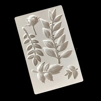 

Rose Flower Leaf Vine Branch Silicone Mold Clay Fondant Mold DIY Cake Decoration Tool Candy Sugar Cookies Chocolate Mould Baking
