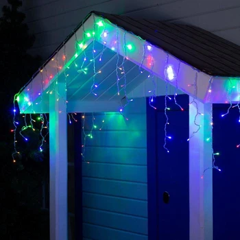 

Garland "Fringe" 4 x 0.6 m, IP44, transparent thread, 180 LED, multi glow, 8 modes, 220 V