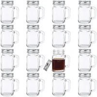 Mini Mason Jar Mug Glass Shot Glass Set with Glass Handles, Whiskey Drinking Glasses/cups 1