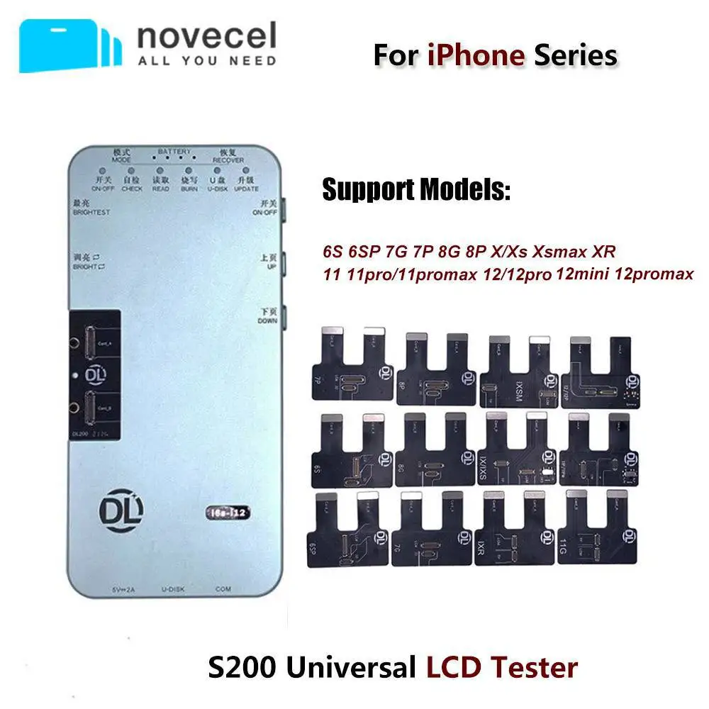 US $419.65 Novecel S200 LCD Tester Box for iPhone 11 12 pro X XS XR MAX 8 7 6SPlus Motherboard Tester 3D Touch Test  CellPhone Repair Tools