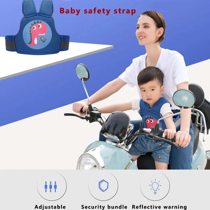 Children Safety Motorcycle Seat Belt Back Hold Protector Reflect Vest Belt Adjustable Kids Vehicle Safe Strap Carrier Harness