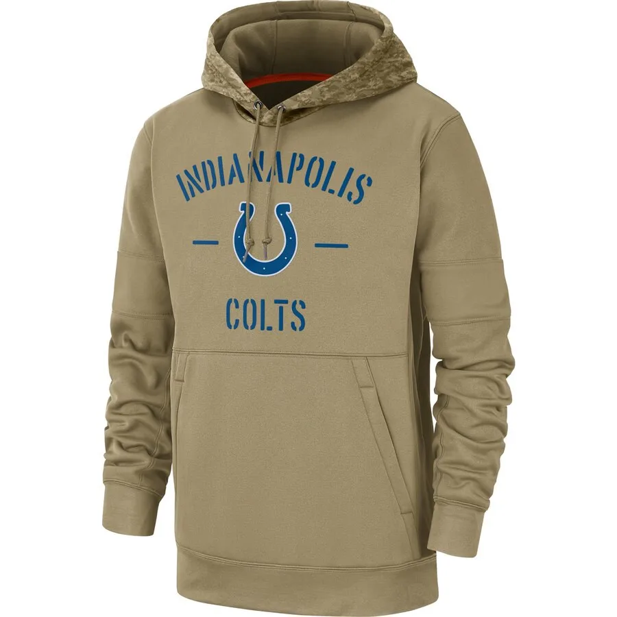 Индианаполис мужской американский футбол толстовка Colts Салют для обслуживания Sideline Therma пуловер с капюшоном - Цвет: 1
