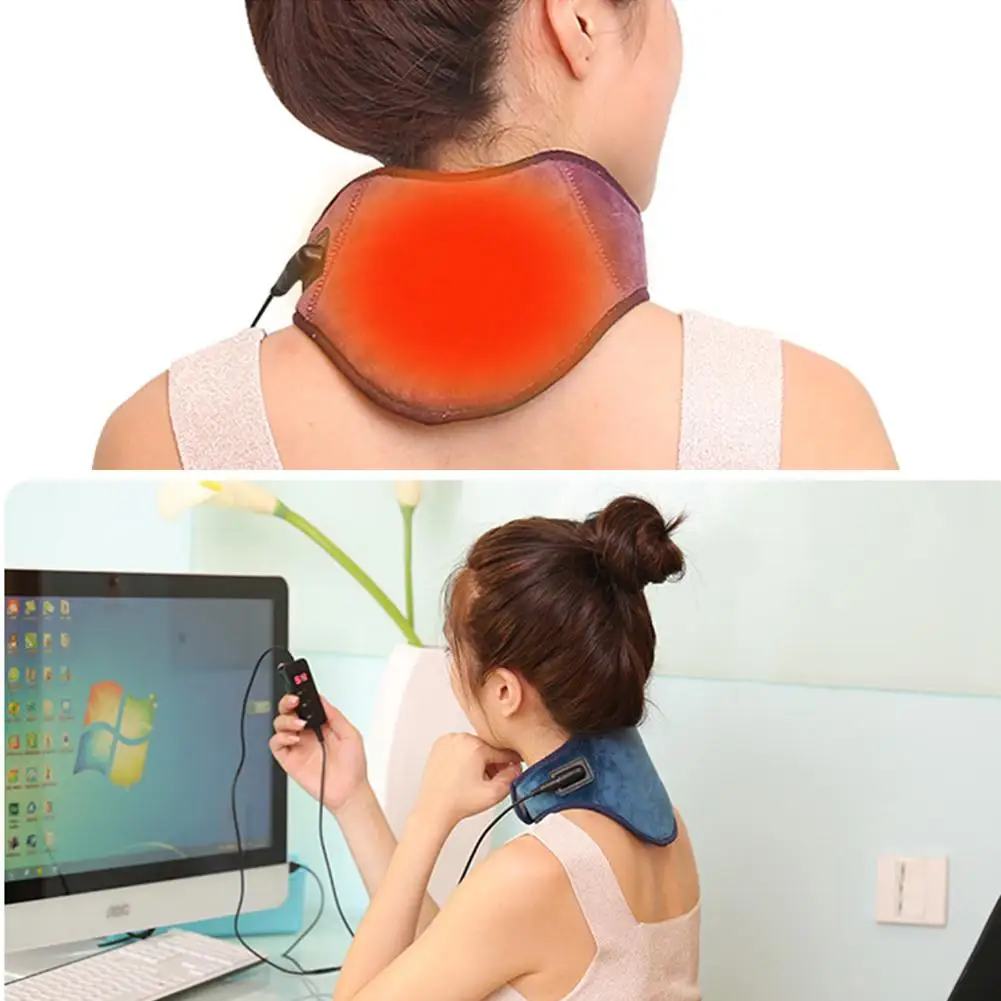 

USB Far Infrared Electric Heating Neck Wrap Heat Compress Neck Massage Device Electric Vibrating Back Shoulder Massages Roller M