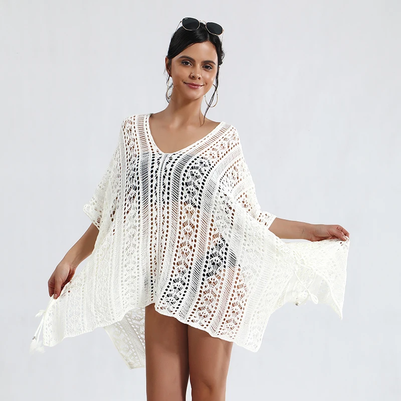 

BOKAMODA 2019 New Summer Womens Beach Wear Cover up Swimwear Bikini Lace Floral Long Maxi Beach Dress