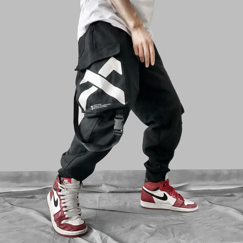 Мужские брюки-шаровары с несколькими карманами, мужские брюки с эластичной резинкой на талии, модные брюки для бега, повседневные уличные брюки