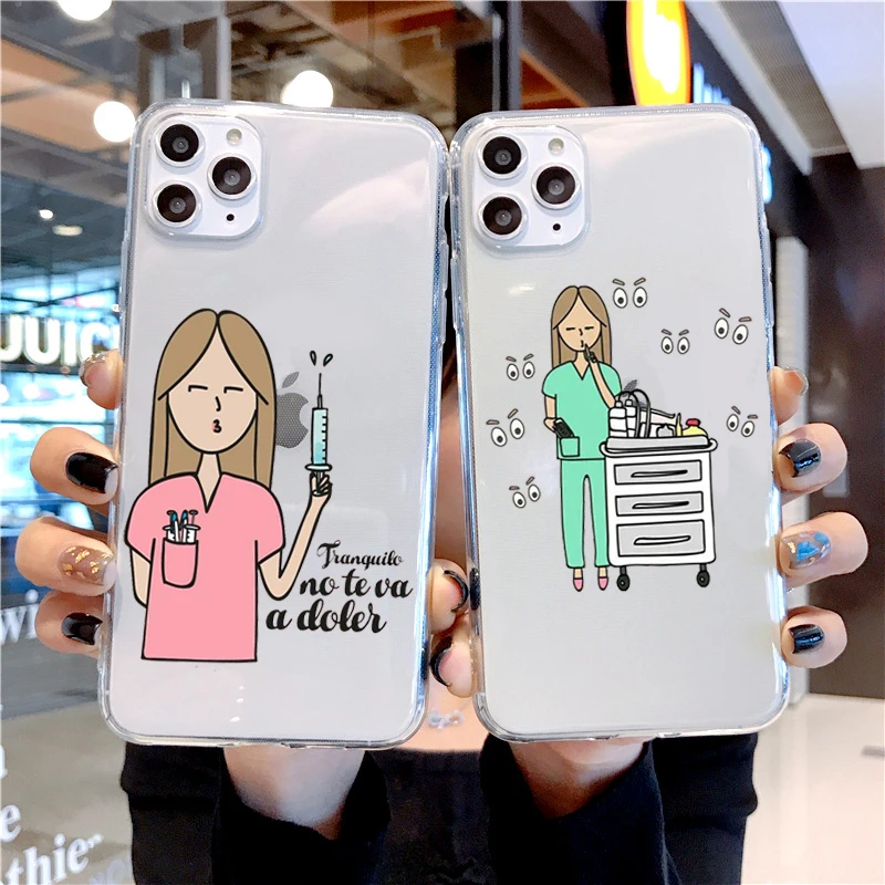 Spain Cute Cartoon Medicine Nurse Doctor Dentist TPU Soft Silicone Case For iPhone 11 Pro Max 6 6s 7 8 Plus 5 5S SE X XR XS | Мобильные