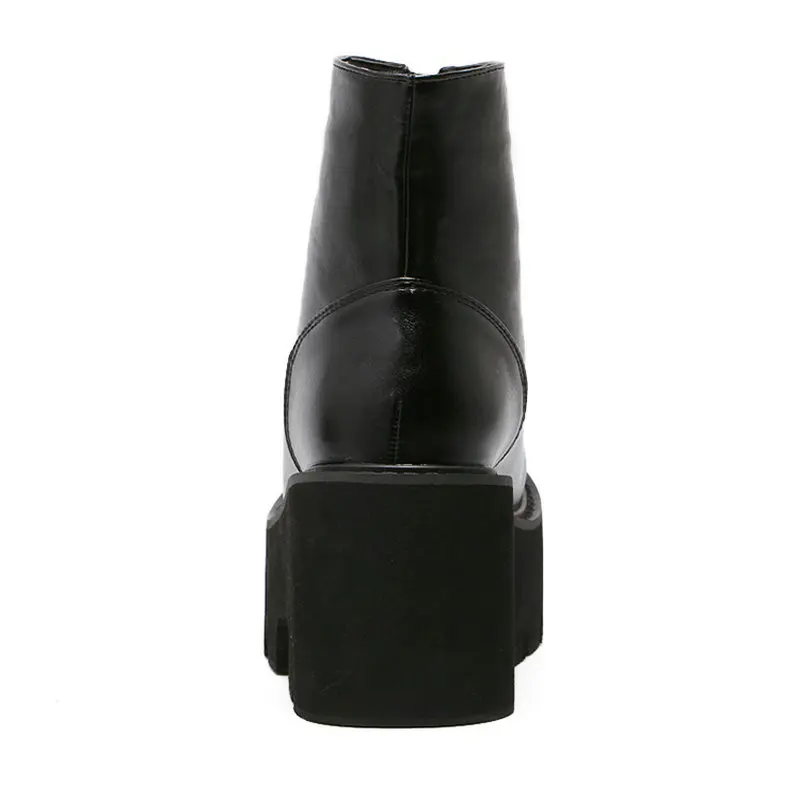 Lady Jane Super High Platform Rome Ankle Boots New Autumn Front Zipper Thick Heels High Heel Black Boots For Women Shoes