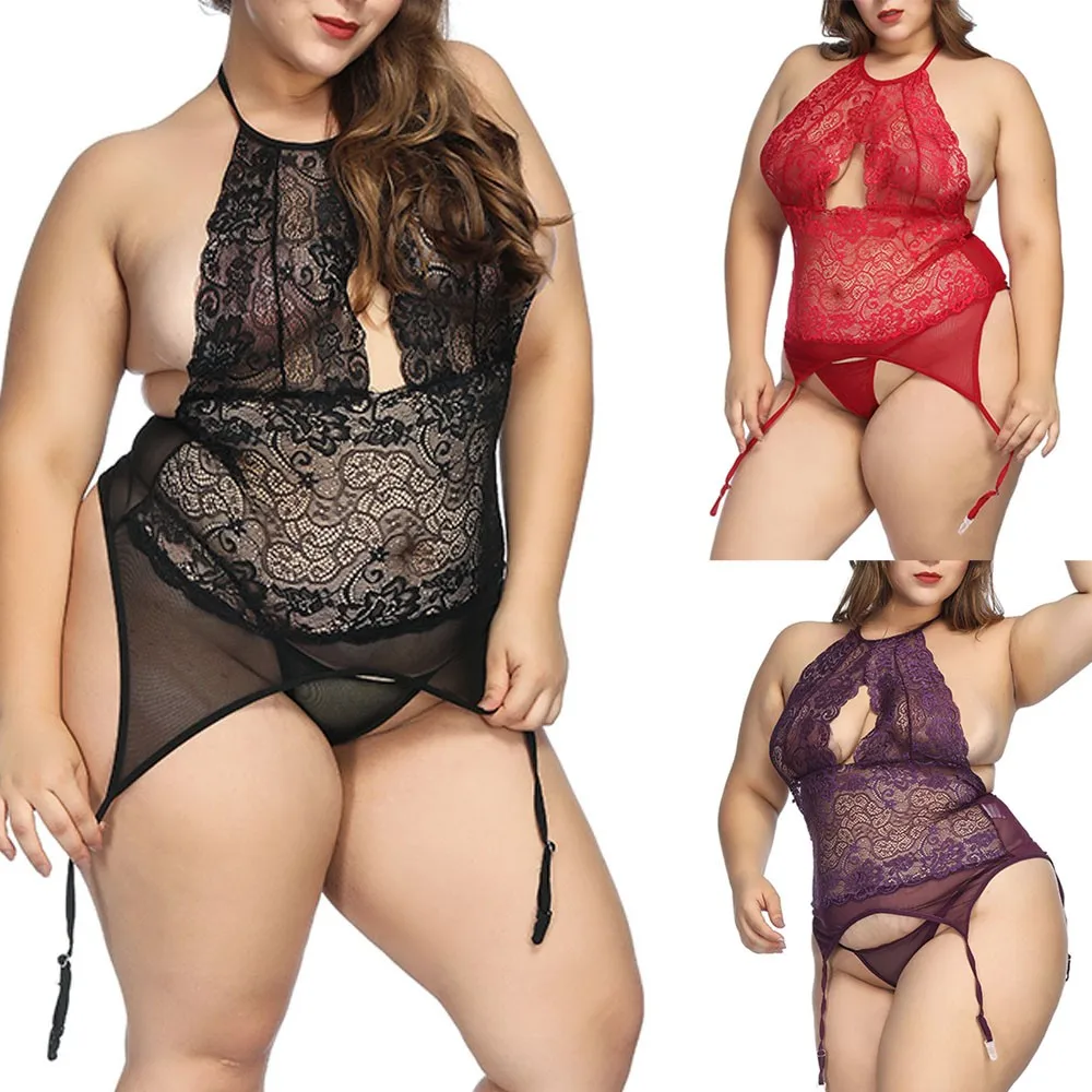 S-6XL размера плюс женское сексуальное кружевное нижнее белье Babydoll Эротическое Сексуальное нижнее белье с открытой спиной