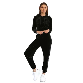 

Autumn Fashion Women Neat Velvet Crewneck Sweatershirt Casual Long Sleeve Velvet Sweatshirt Pullovers Tops Sweatershirt suit