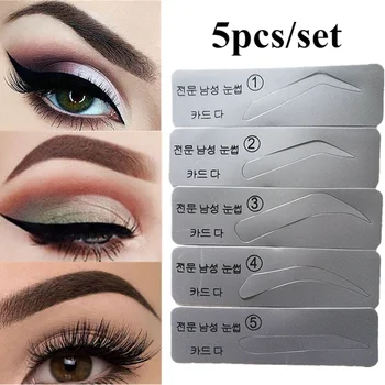 

5Pcs Eyebrow Shaping Stencils Grooming Makeup Shaper Set Template Beauty Kit Makeup Drawing Guide Thrush Card Eyebrow Template