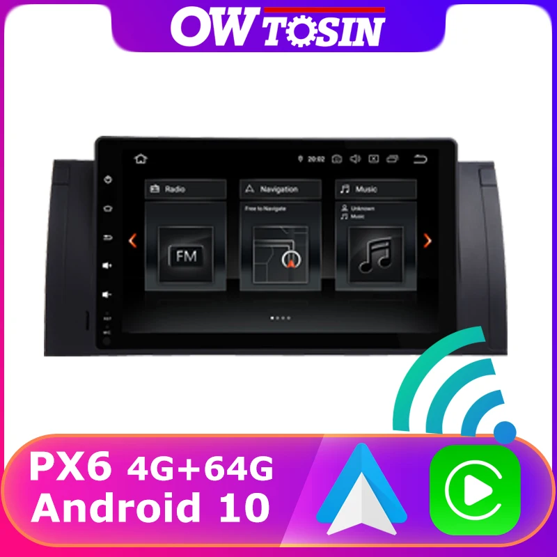 Автомобильный DVD-плеер 9 &quotPX6 Octa Core Android 10 4 Гб + 64 5 USB для BMW серии E39 X5 E53 M5