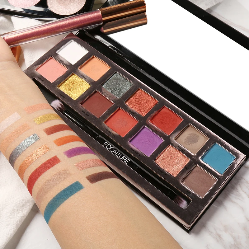 

Focallure Eyeshadow Pallete 14 Color Nude Shining Makeup Glitter Pigment Smoky Eye Shadow Palette Waterproof Cosmetics