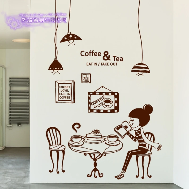 Coffee Shop Sticker Bean Milk Tea Decal Cup Poster Vinyl Art Wall Decor Mural Decoration Break Bread Cafe Glass Decals | Дом и сад