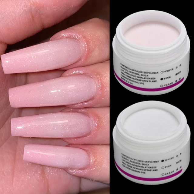 Crystal Acrylic Powder PINK/CLEAR/WHITE Nail Manicure Powder Dust for UV  GEL Polish 3D Nail Art Extension Builder Polymer - AliExpress
