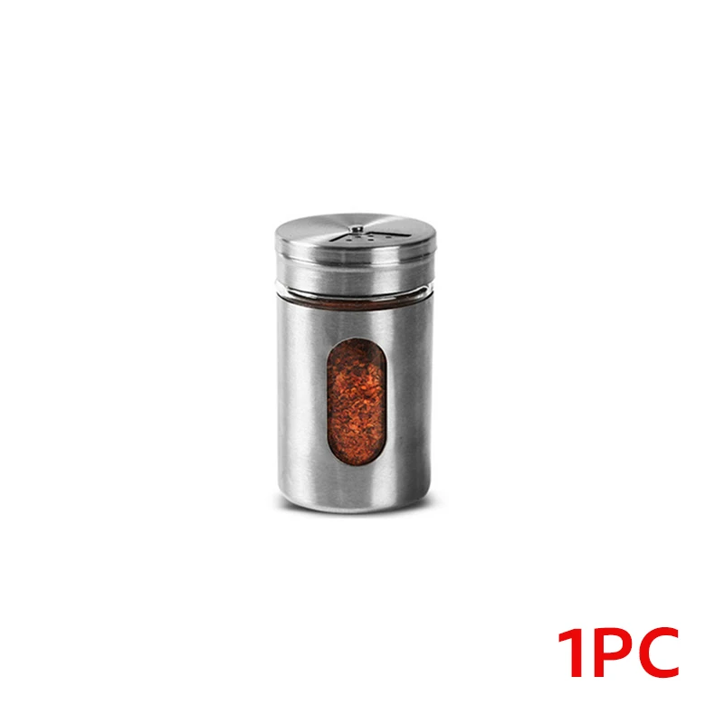 1pc Нержавеющая сталь баночка для специй, соли сахар специи перечница приправа банка с Вращающейся Крышкой специи для барбекю бутылка для хранения кухонный инструмент - Color: 1pc