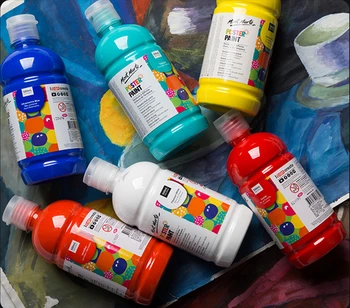 

Mont Marte 24 color gouache pigment bottle 500ml children's gouache non-toxic watercolor large canned advertising color