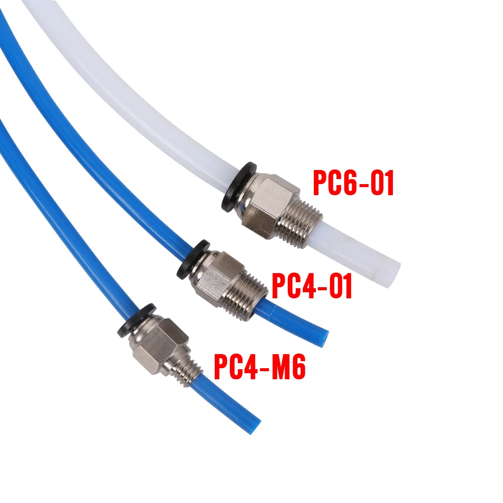 2pcs Pneumatic Connectors For 3D Printers Parts Quick Jointer Coupler 1.75/3mm Pipe pc4 m6 m10 fittings PTFE Tube 2/4mm