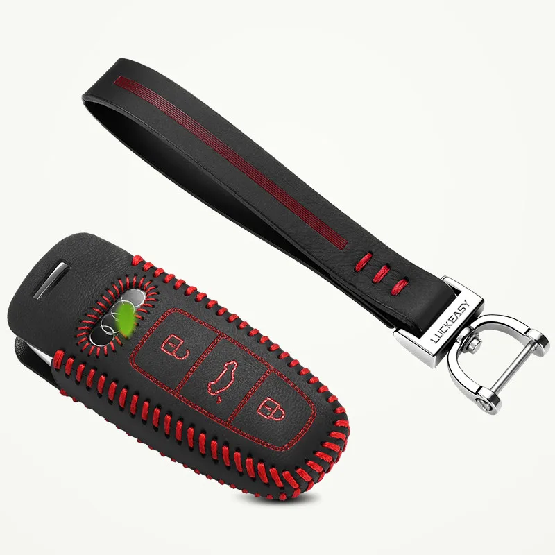 Автомобильный ключ чехол для ключей для автомобиля audi A6L A7 A8 Q8 брелок для ключей Автомобильный ключ сумка/держатель кошелька key2y - Название цвета: Red