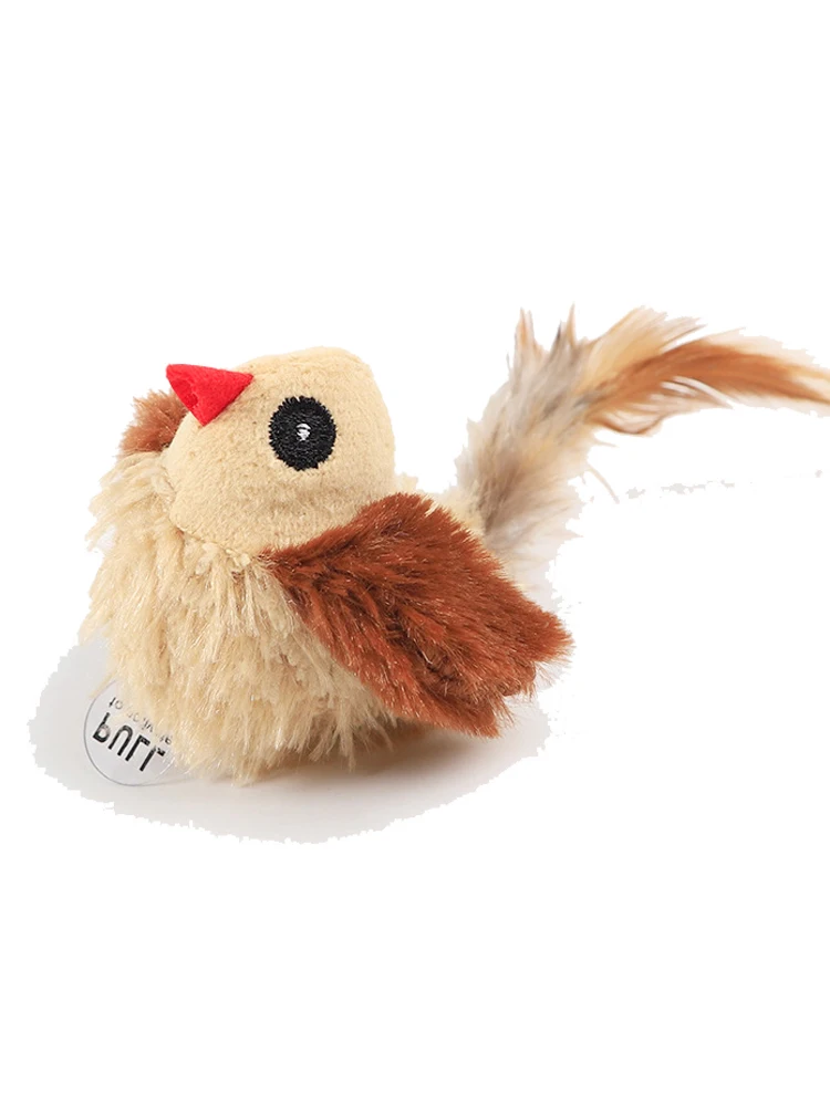 Summer New Puppy Feather Tail Electronic Simulation For Pet Vocal Bird With Catnip Electronic Strange Bird Cat Toy Funny Cat Toy 