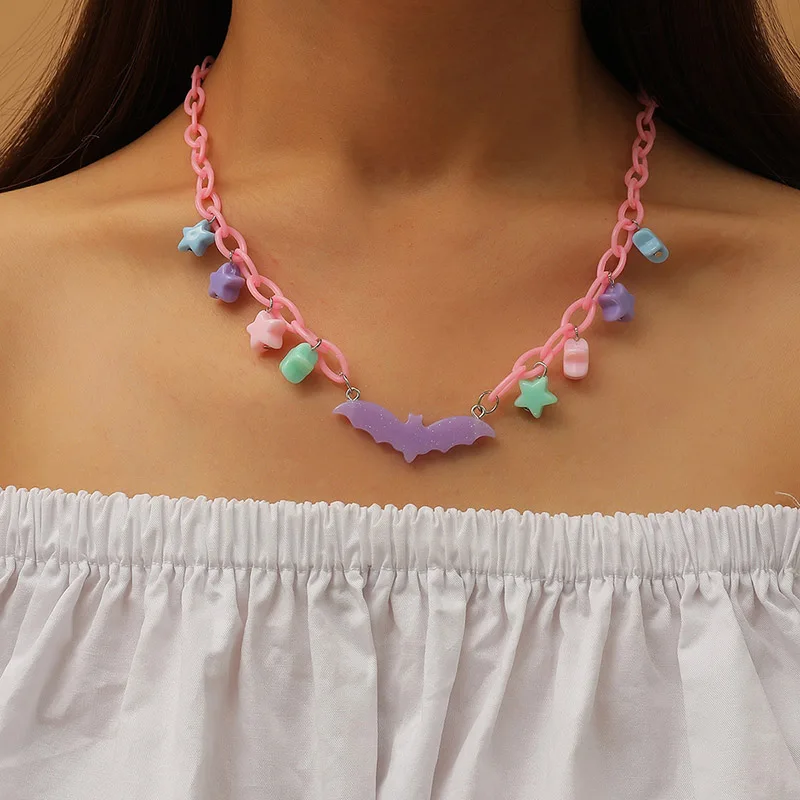 Cute Star Pentagram Bat Resin Pendants 