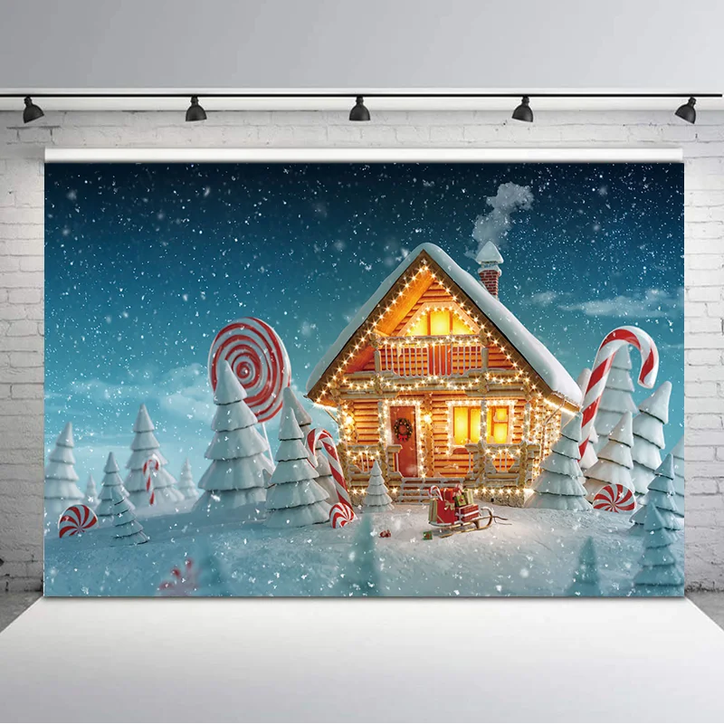 

NeoBack Winter Snow Christmas Photography Backdrops Snowflake Candy House Children Backgrounds for Photo Studio