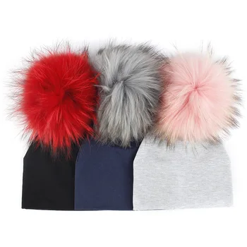 

Fashion Soft Cotton Baby Hat For Newborn baby Girls Boys Enfant Toddler Children Real Fur Pompom Beanies Hats Caps Bebe Gorro