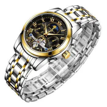 

WEISIKAI Men Watch Stainless Steel Strap Mechanical Watch Multi Function Tourbillon Male Clock Relogio Masculino Business Dress