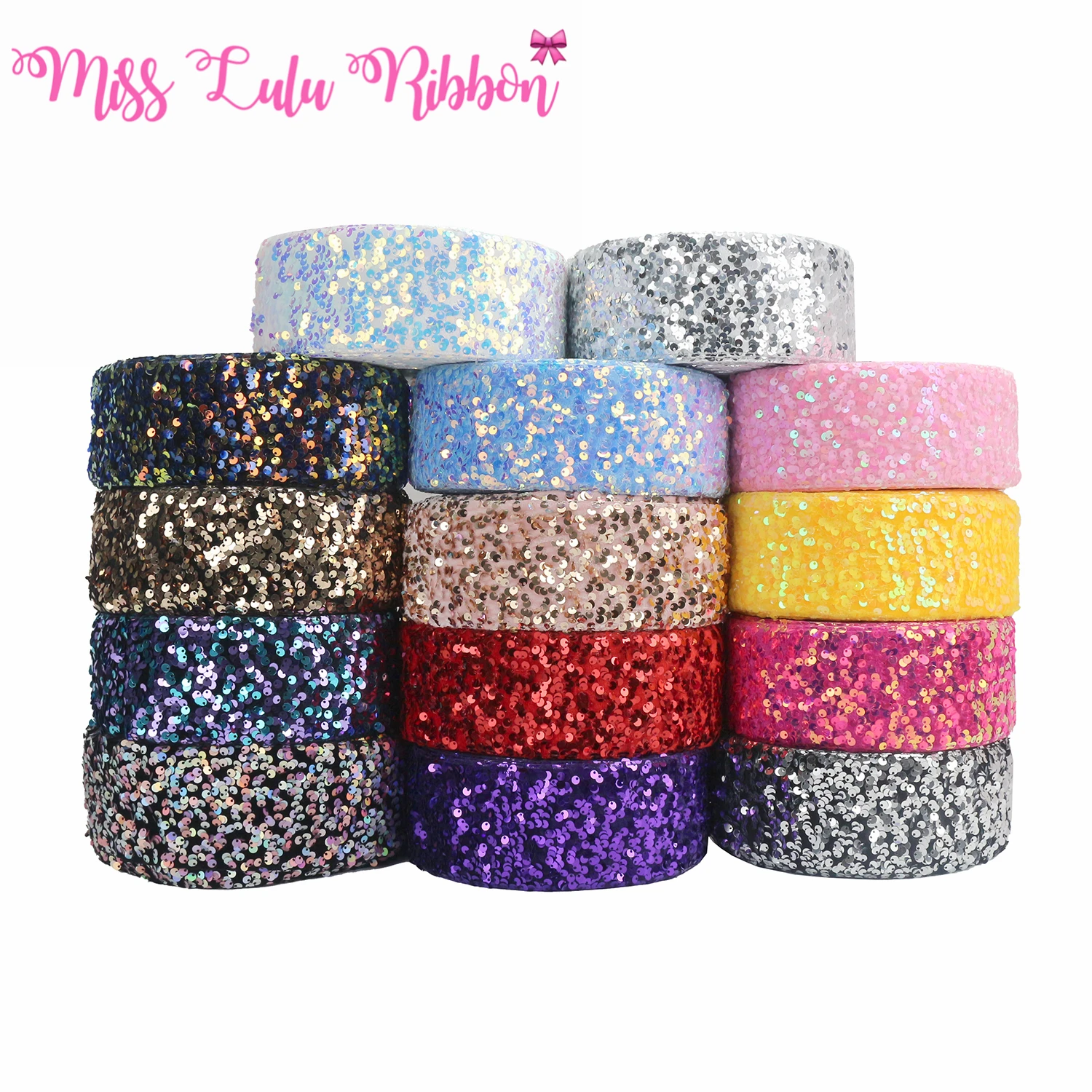 

3 Inch 75mm 25 Yards/Roll Sequined Velvet Ribbon DIY Holiday Cheer Hair Bow Material Handmade Clothes Decoration Accessories