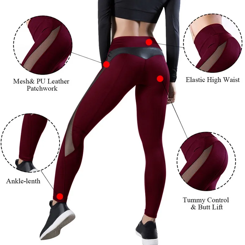 LASPERAL, модные сетчатые кожаные леггинсы для женщин, для фитнеса, леггинсы для тренировки сердца, женские леггинсы из искусственной кожи в стиле пэчворк