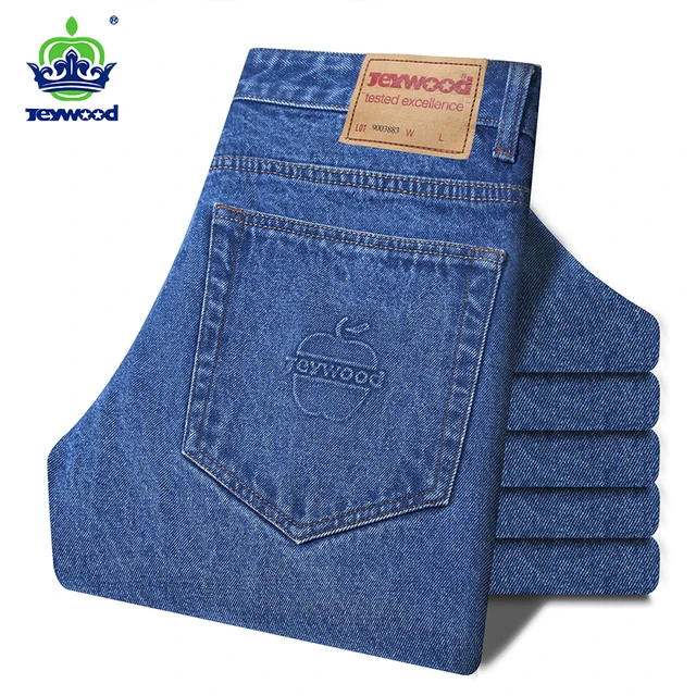 JEYWOOD Brand Classic 99%Cotton Jeans Men Business Spring Autumn Loose Straight Denim Pants Overalls Trousers Large size 40 42 1