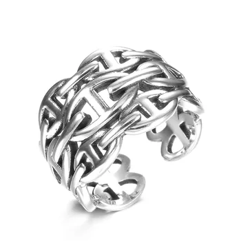 

South Korea's Dong gate new ring S925 pure silver jewelry Japanese word hollow ring female Thai silver pig nose ring.