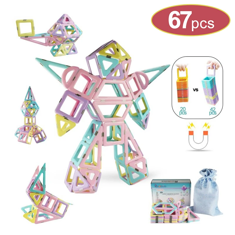 

Romboss Big Size Magnetic Tiles Building Blocks Designer Constructor Toy For Boys Girls Magnet Educational Toys For Children