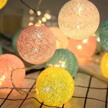 

3M Christmas lights LED Cotton Ball Lights String Battery Operated Holiday Wedding Party Bedroom Decors DIY Lanterns 6cm Bulbs
