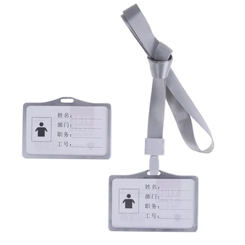 

1PC ID Business Case Work Name Card Holders Business Work Card ID Badge Aluminum Alloy Lanyard Holder Hot Vertical Metal