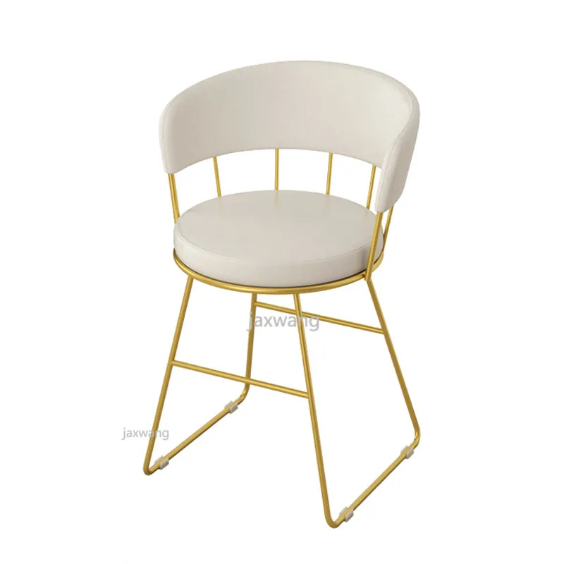 Скандинавские Инс железные индивидуальные кресла для макияжа, обеденный стул для спальни, сетчатый красный стул для одевания, простой светильник для спинки, роскошный офисный стул - Цвет: A white -PU leather