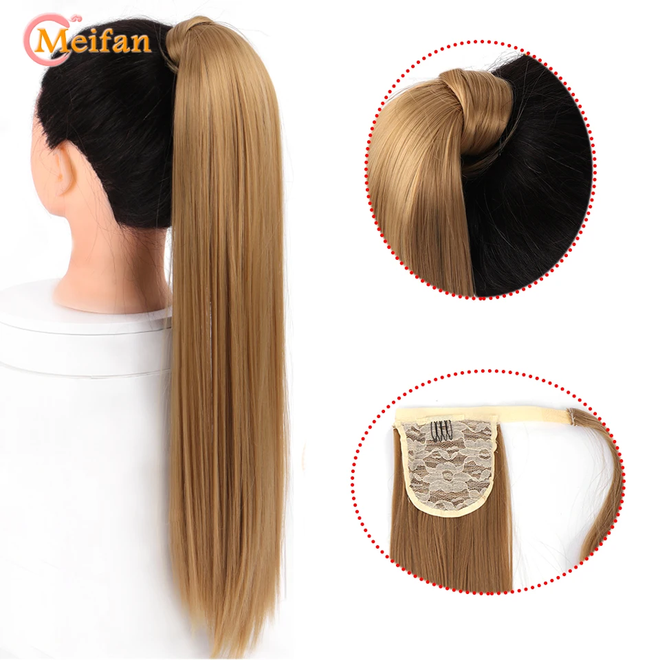 MEIFAN_Long_Straight_Natural_Fake_Ponytail_Clip_on_Hair_Tail_Heat_Resistant_Synthetic_Borwn_Hair_Wig