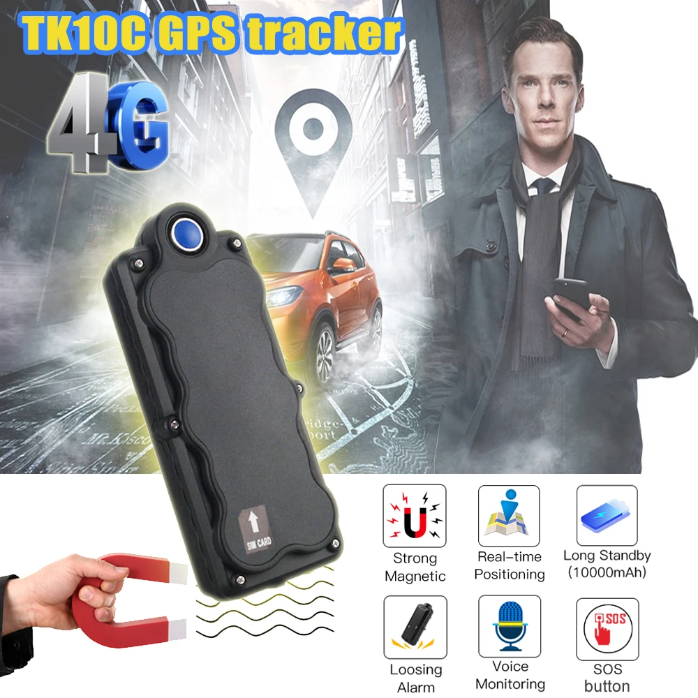 Gps трекер TK10C 4g lte gps с магнитом глобальная система слежения SOS для локатора 10000