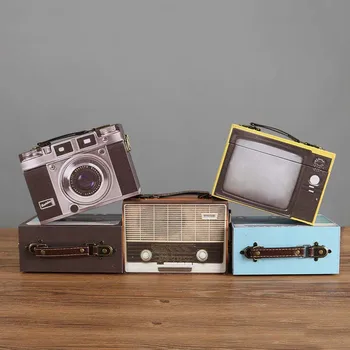 

Creative Camera Radio Portable Figurine Modern Art Wood Storage Box Ornament Home Decoration Accessories Room Decor